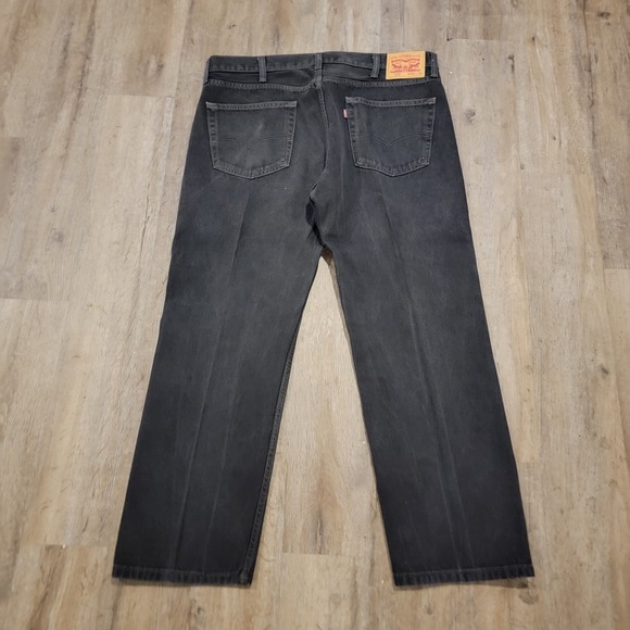 Levi's 505 Regular Fit Straight Leg Dark Wash Black Denim Jeans Mens 40x30 - Picture 3 of 6